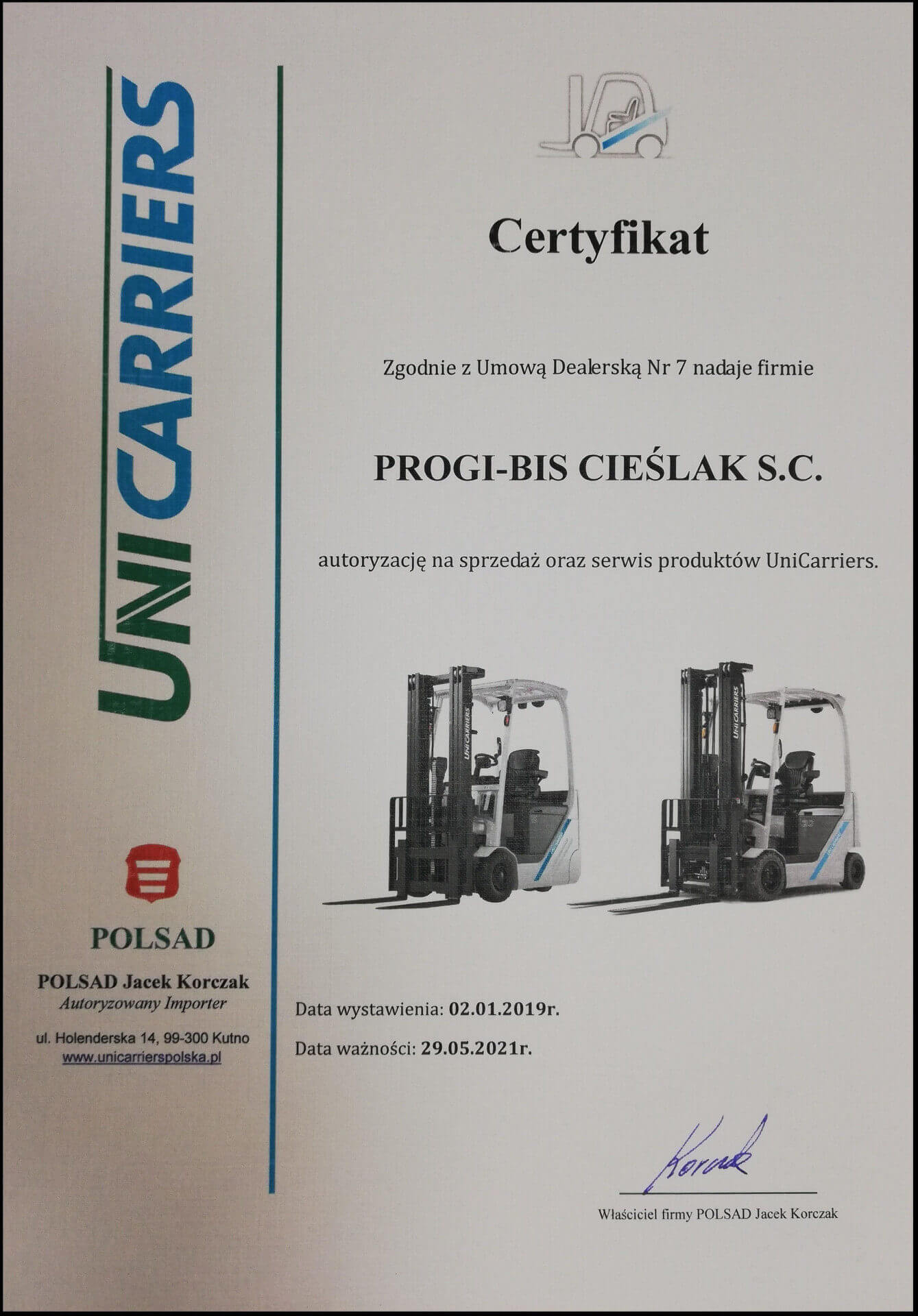 Wózki widłowe UniCarriers